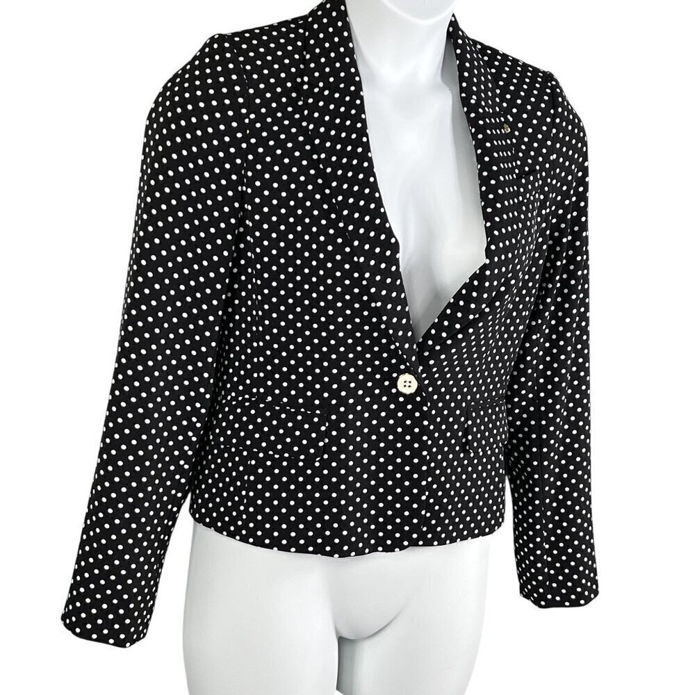 Tommy Hilfiger NEW Womens 4 Polka Dot Black White Logo Pin Blazer Career Wear - Picture 5 of 16